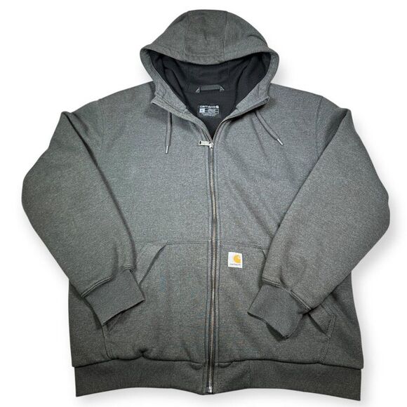 Carhartt Men's L Loose Fit Lined Grey Rain Defender Pullover Hoodie Sweatshirt - Picture 1 of 4